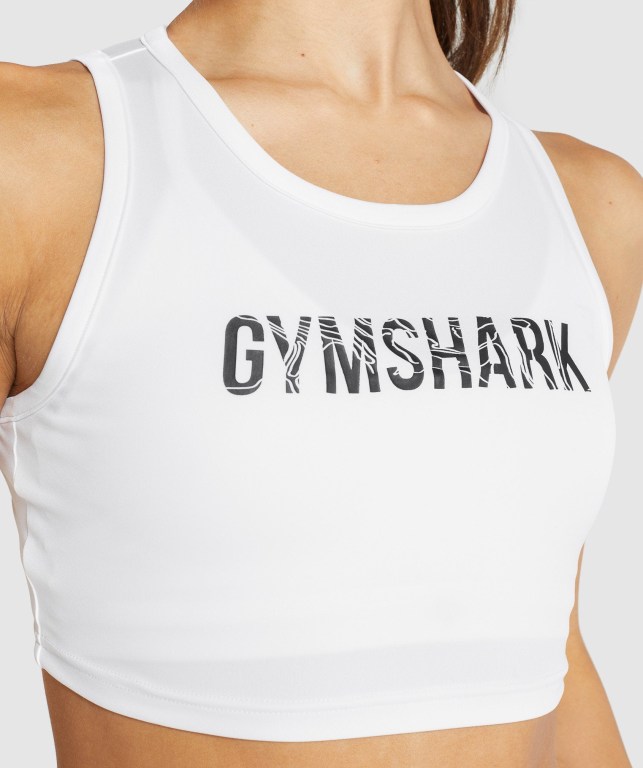 Sudaderas Gymshark GS Power Crop Top Mujer Blancos | Vcs3992EPTK