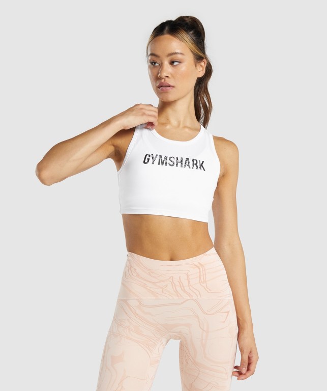 Sudaderas Gymshark GS Power Crop Top Mujer Blancos | Vcs3992EPTK