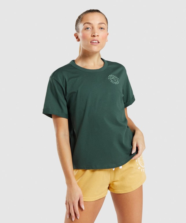 Sudaderas Gymshark Legacy Graphic Mujer Verdes Oscuro | S9xEcvHWqcL