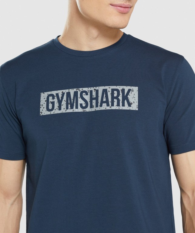 Sudaderas Gymshark Micro Print Block Infill Hombre Azul Marino | 1RBdVYPs3aK