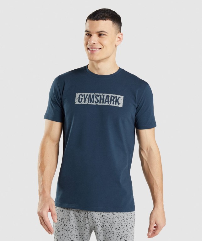 Sudaderas Gymshark Micro Print Block Infill Hombre Azul Marino | 1RBdVYPs3aK