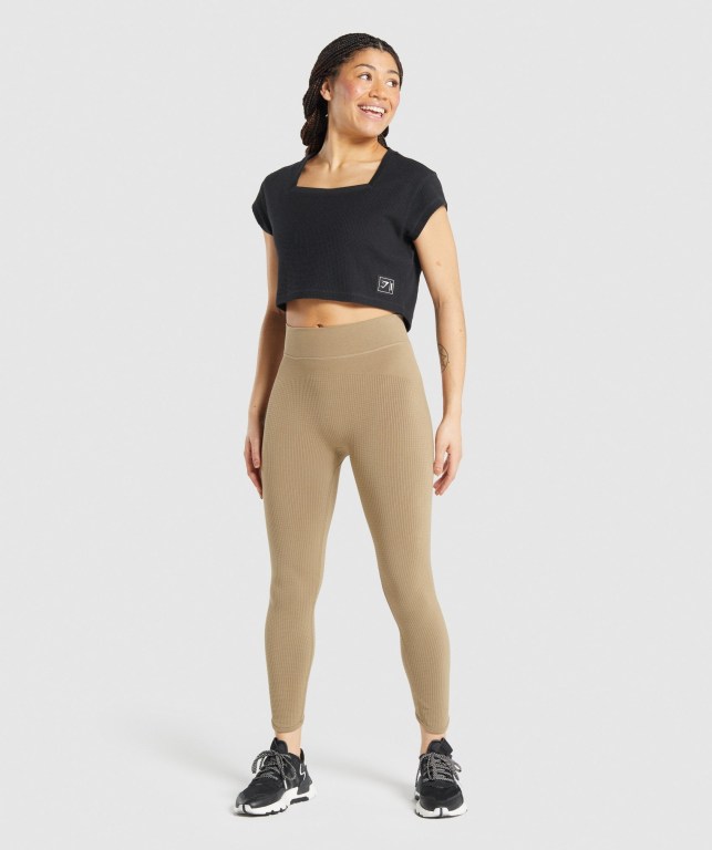 Sudaderas Gymshark Pause Crop Top Mujer Negros | LyuPZ7PbAvG