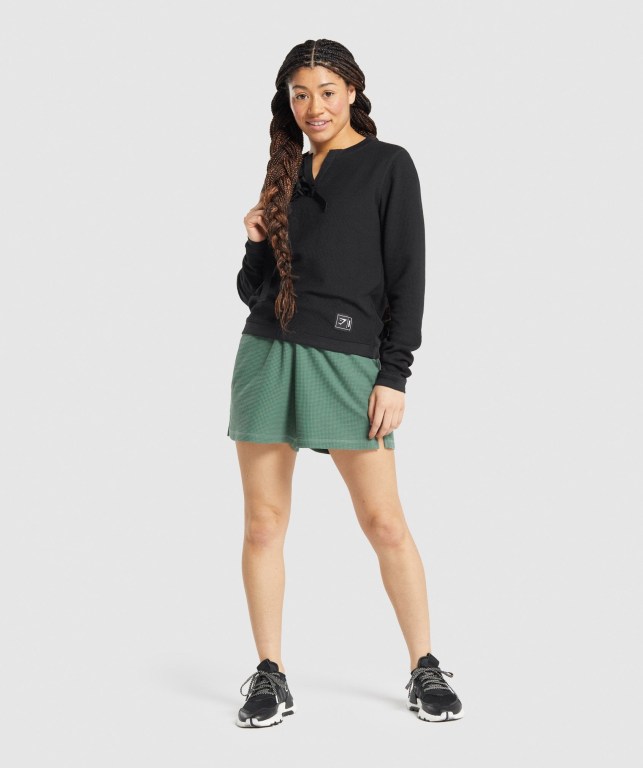 Sudaderas Gymshark Pause Top Mujer Negros | nMgyHuYNWiV