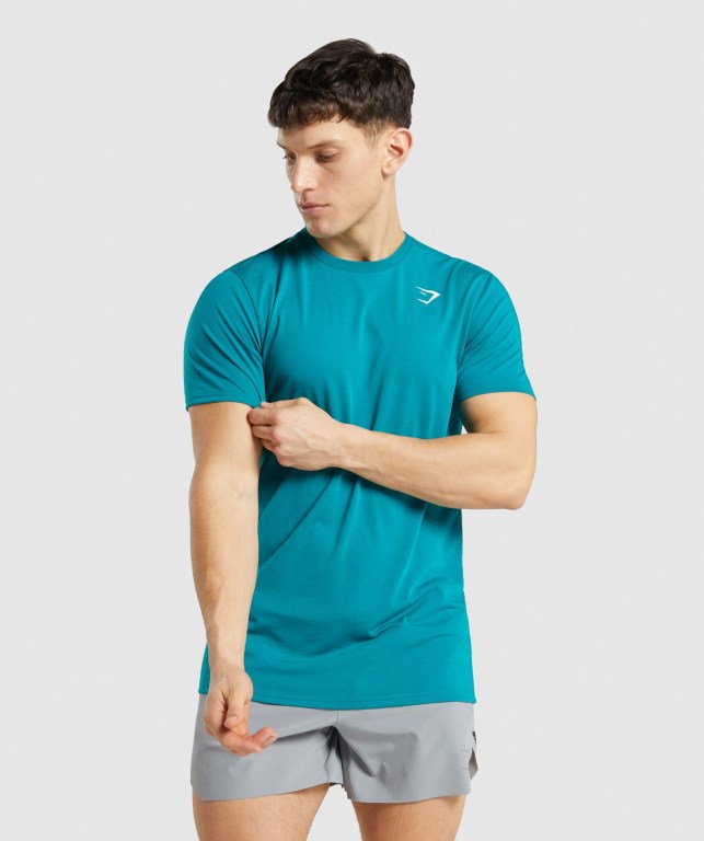 Sudaderas Gymshark Sports Hombre Turquesa | H8qujh6ROTB