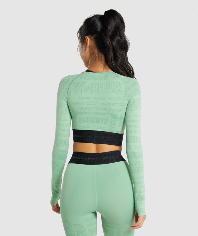 Sudaderas Gymshark Vision Crop Top Mujer Verdes | Sn8CLunnfZX