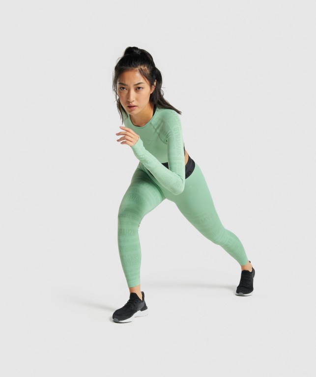 Sudaderas Gymshark Vision Crop Top Mujer Verdes | Sn8CLunnfZX