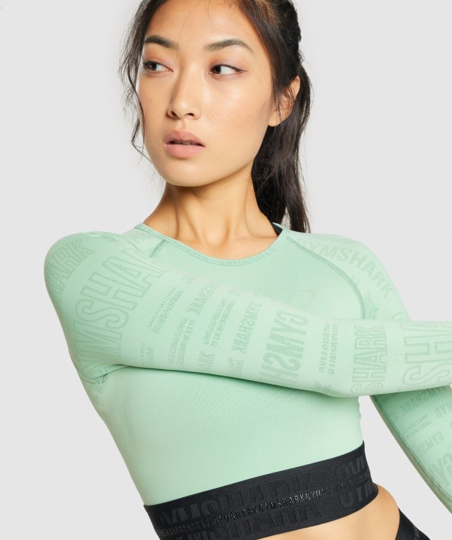 Sudaderas Gymshark Vision Crop Top Mujer Verdes | Sn8CLunnfZX