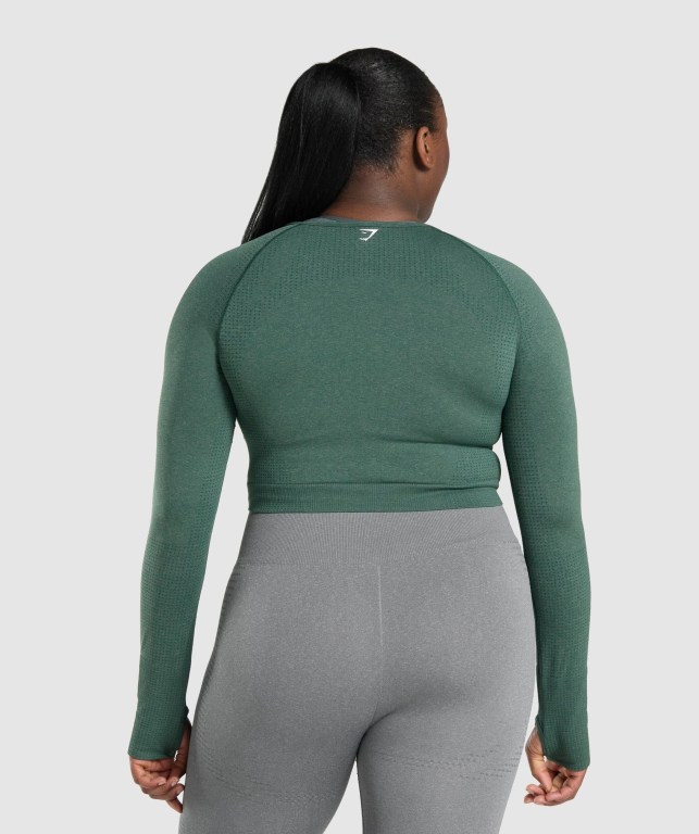 Sudaderas Gymshark Vital Seamless 2.0 Crop Top Mujer Verdes Oscuro | 1UKOmrqBi4v