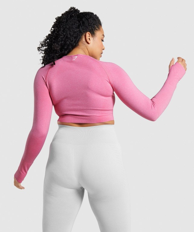 Sudaderas Gymshark Vital Seamless 2.0 Crop Top Mujer Rosas | 5O5X2fjYBdm