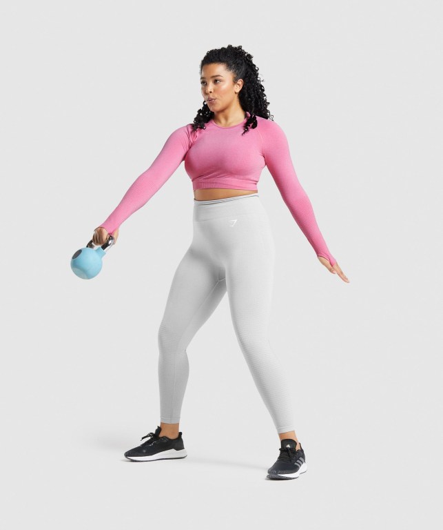 Sudaderas Gymshark Vital Seamless 2.0 Crop Top Mujer Rosas | 5O5X2fjYBdm