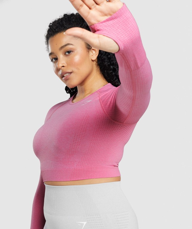 Sudaderas Gymshark Vital Seamless 2.0 Crop Top Mujer Rosas | 5O5X2fjYBdm