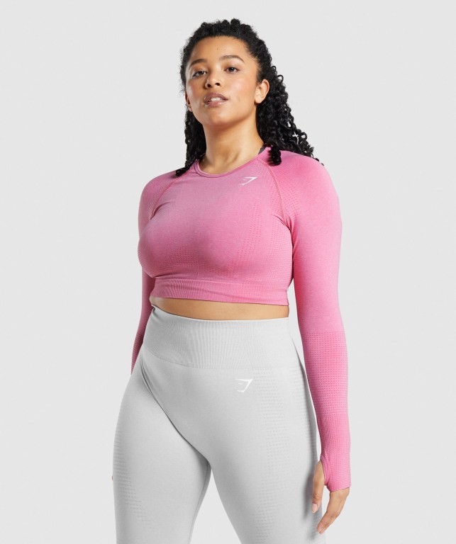 Sudaderas Gymshark Vital Seamless 2.0 Crop Top Mujer Rosas | 5O5X2fjYBdm