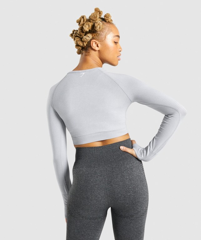 Sudaderas Gymshark Vital Seamless 2.0 Crop Top Mujer Grises Claro | 98lTRJG3B6r