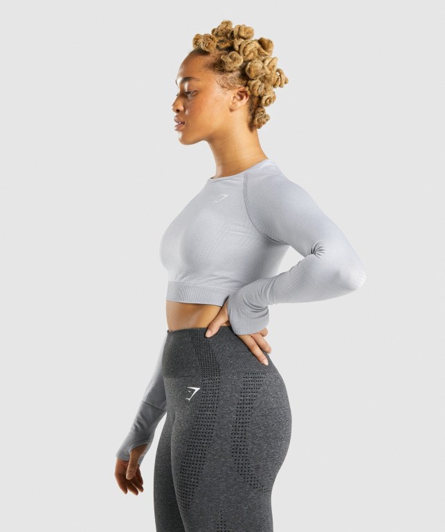 Sudaderas Gymshark Vital Seamless 2.0 Crop Top Mujer Grises Claro | 98lTRJG3B6r