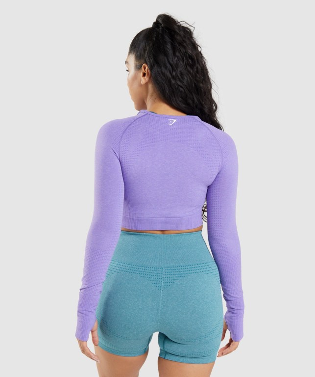 Sudaderas Gymshark Vital Seamless 2.0 Crop Top Mujer Morados Claro | F9B7prw5MIg