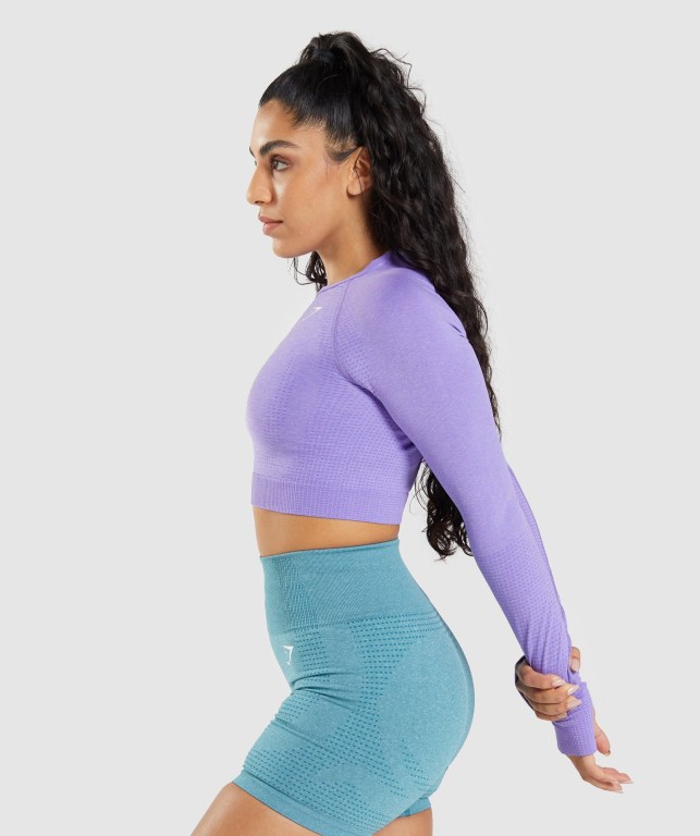 Sudaderas Gymshark Vital Seamless 2.0 Crop Top Mujer Morados Claro | F9B7prw5MIg