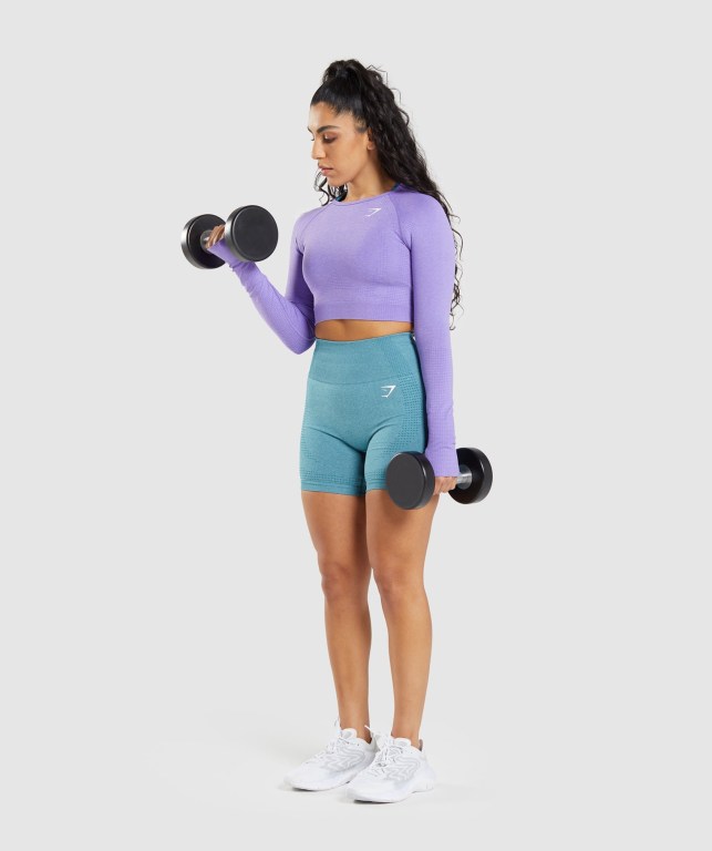 Sudaderas Gymshark Vital Seamless 2.0 Crop Top Mujer Morados Claro | F9B7prw5MIg