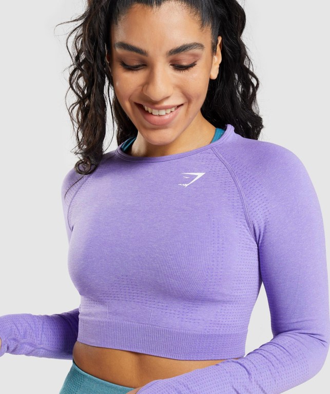 Sudaderas Gymshark Vital Seamless 2.0 Crop Top Mujer Morados Claro | F9B7prw5MIg