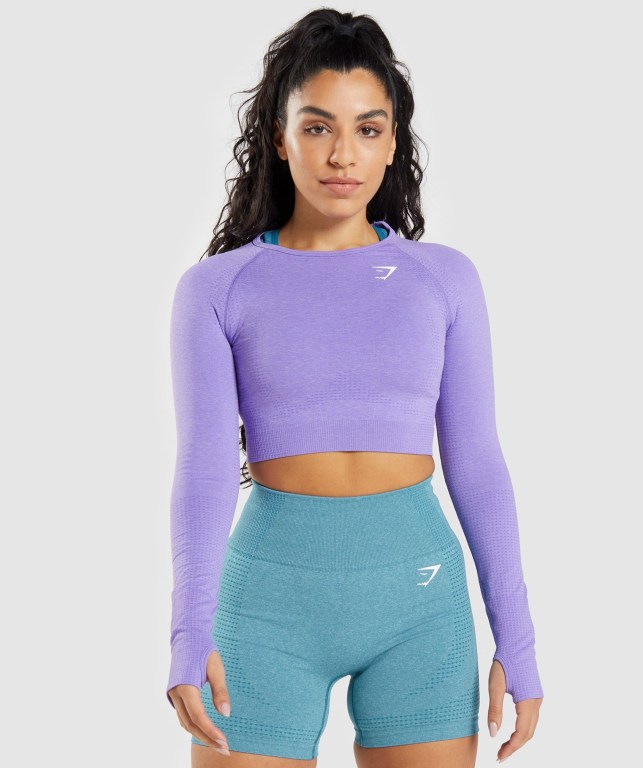 Sudaderas Gymshark Vital Seamless 2.0 Crop Top Mujer Morados Claro | F9B7prw5MIg