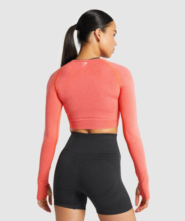 Sudaderas Gymshark Vital Seamless 2.0 Crop Top Mujer Naranjas | PQe88lEGJzf