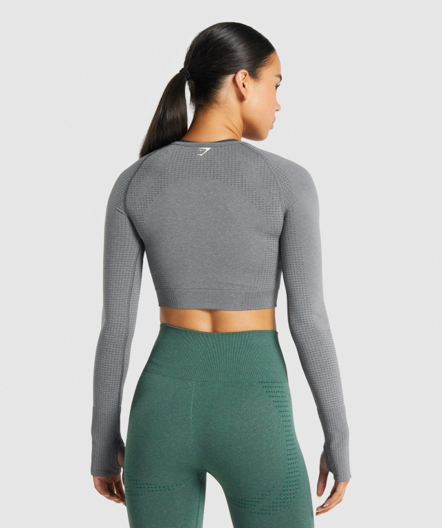 Sudaderas Gymshark Vital Seamless 2.0 Crop Top Mujer Grises | iOOvUE4bEJV