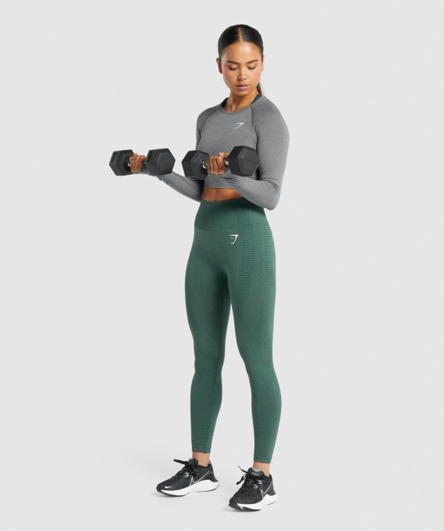 Sudaderas Gymshark Vital Seamless 2.0 Crop Top Mujer Grises | iOOvUE4bEJV