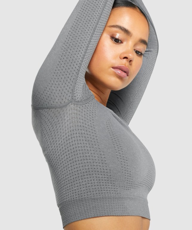 Sudaderas Gymshark Vital Seamless 2.0 Crop Top Mujer Grises | iOOvUE4bEJV