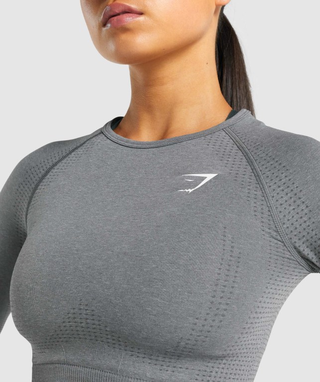 Sudaderas Gymshark Vital Seamless 2.0 Crop Top Mujer Grises | iOOvUE4bEJV