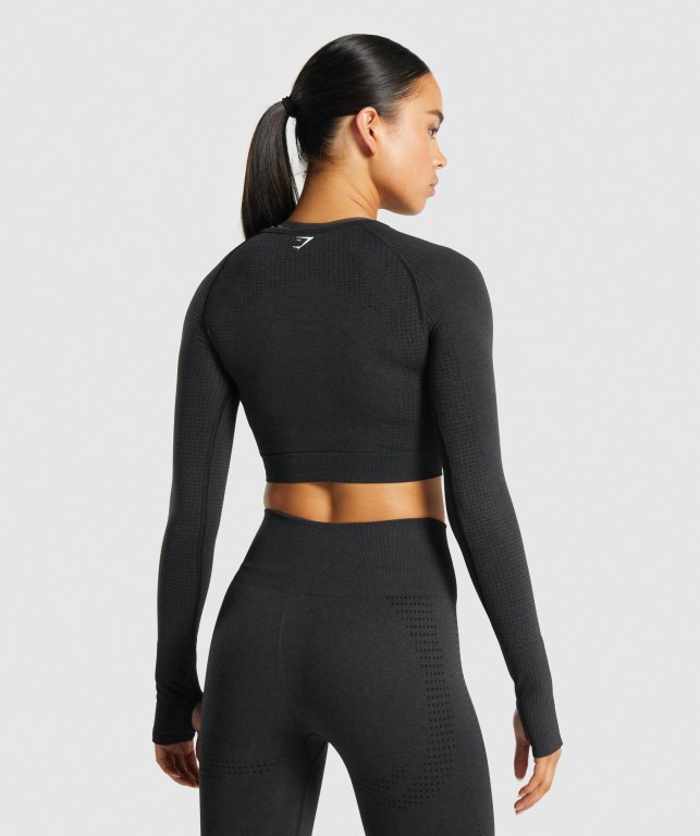 Sudaderas Gymshark Vital Seamless 2.0 Crop Top Mujer Negros | skYGHOJzlde