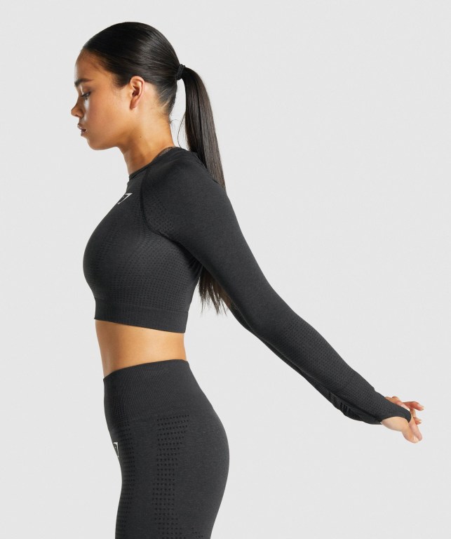 Sudaderas Gymshark Vital Seamless 2.0 Crop Top Mujer Negros | skYGHOJzlde