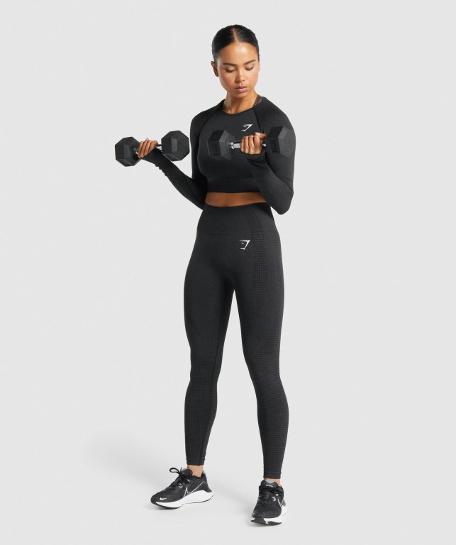 Sudaderas Gymshark Vital Seamless 2.0 Crop Top Mujer Negros | skYGHOJzlde