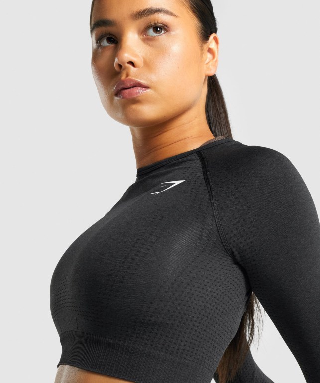 Sudaderas Gymshark Vital Seamless 2.0 Crop Top Mujer Negros | skYGHOJzlde