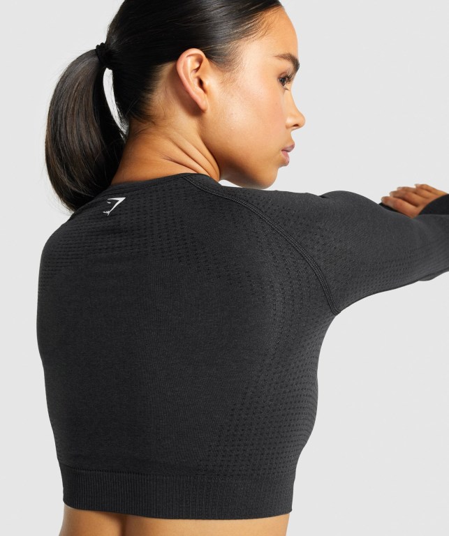 Sudaderas Gymshark Vital Seamless 2.0 Crop Top Mujer Negros | skYGHOJzlde