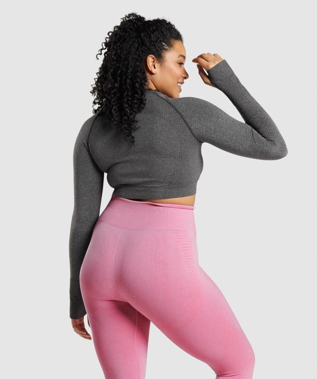 Sudaderas Gymshark Vital Seamless 2.0 Crop Top Mujer Grises | xNBZDz5fEw5