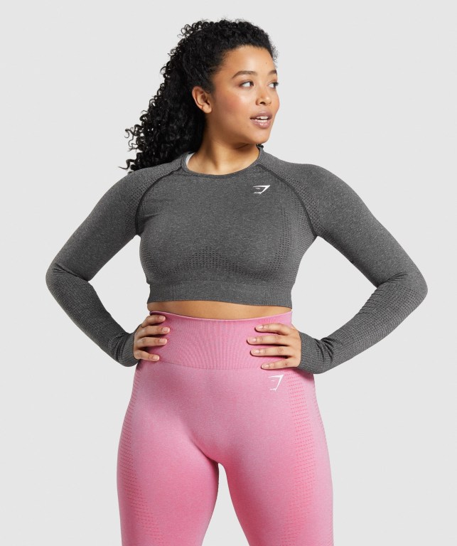 Sudaderas Gymshark Vital Seamless 2.0 Crop Top Mujer Grises | xNBZDz5fEw5