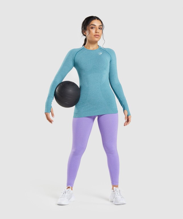 Sudaderas Gymshark Vital Seamless 2.0 Top Mujer Turquesa | ZBRxTljvzfJ