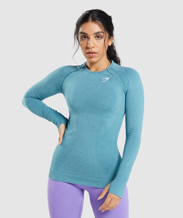 Sudaderas Gymshark Vital Seamless 2.0 Top Mujer Turquesa | ZBRxTljvzfJ