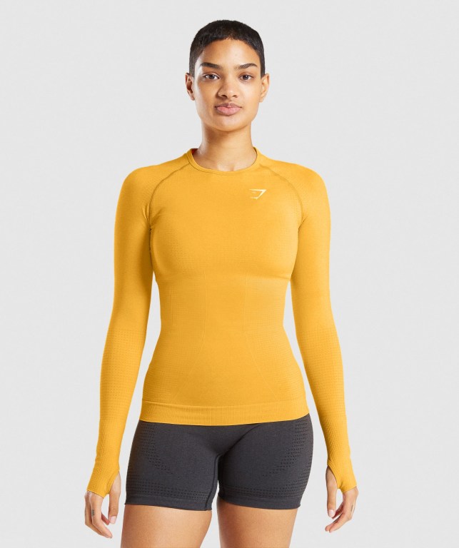 Sudaderas Gymshark Vital Seamless 2.0 Top Mujer Amarillos | eEgDJzhymPD