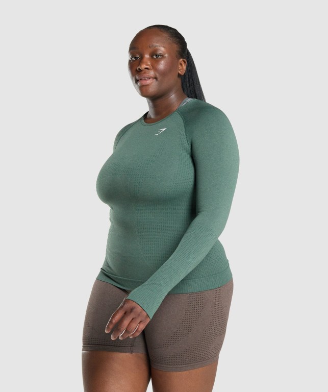 Sudaderas Gymshark Vital Seamless 2.0 Top Mujer Verdes Oscuro | iMDDC6tEOw8