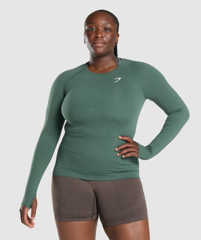 Sudaderas Gymshark Vital Seamless 2.0 Top Mujer Verdes Oscuro | iMDDC6tEOw8