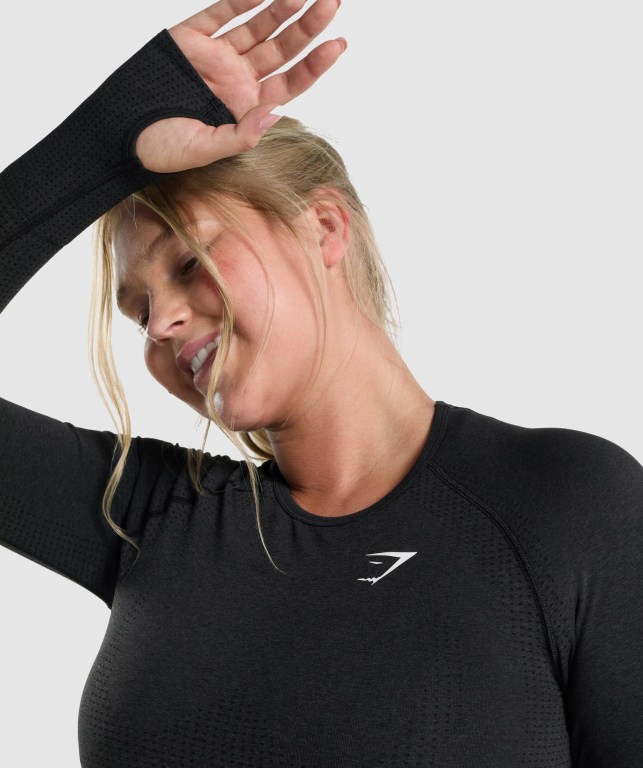 Sudaderas Gymshark Vital Seamless 2.0 Top Mujer Negros | iU3vJMAvANS