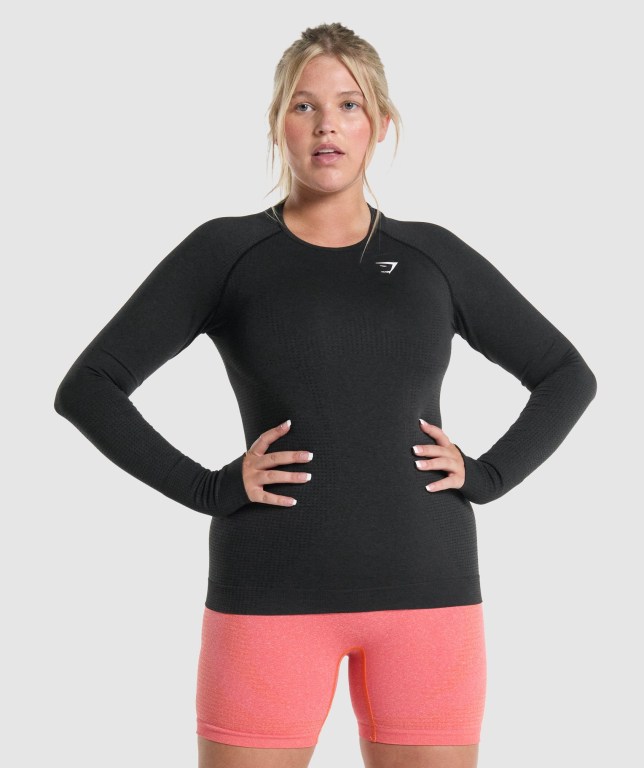 Sudaderas Gymshark Vital Seamless 2.0 Top Mujer Negros | iU3vJMAvANS