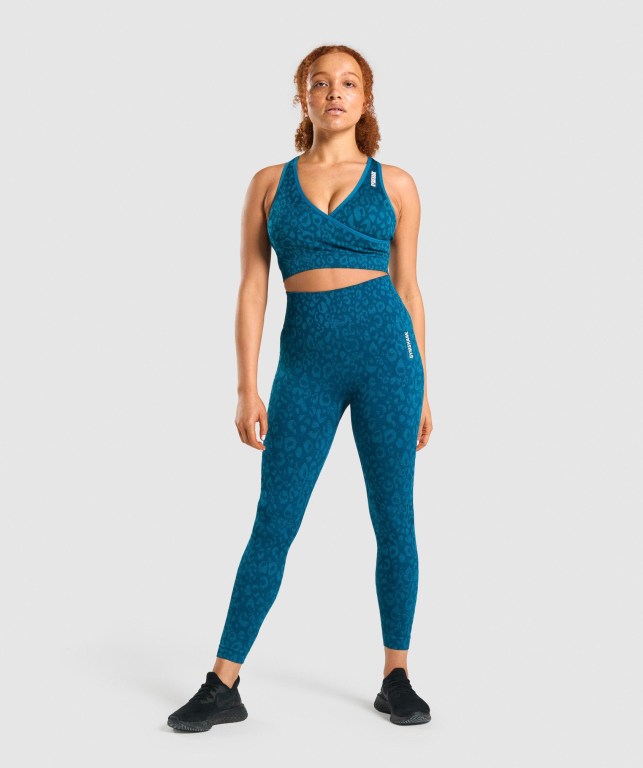 Sujetadores Deportivos Gymshark Adapt Animal Seamless Sports Bra Mujer Turquesa | BB59RUR9v6Z