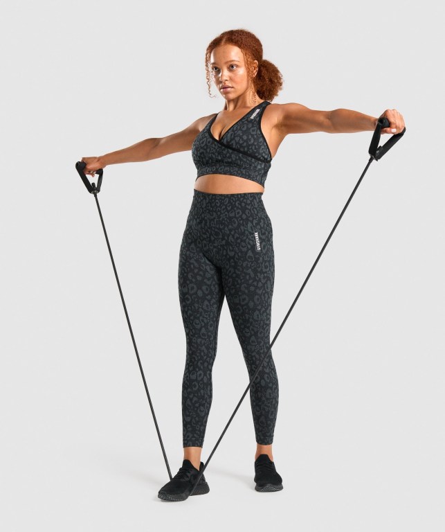 Sujetadores Deportivos Gymshark Adapt Animal Seamless Sports Bra Mujer Negros | E9a7QYIUYrv