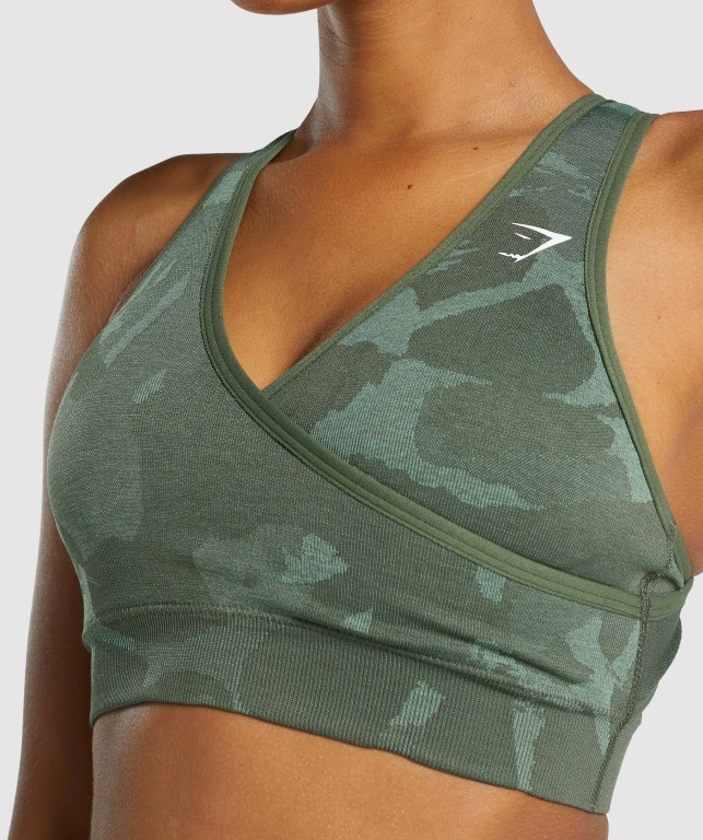 Sujetadores Deportivos Gymshark Adapt Camo Seamless Sports Bra Mujer Verdes | 68UiZ75HoVT