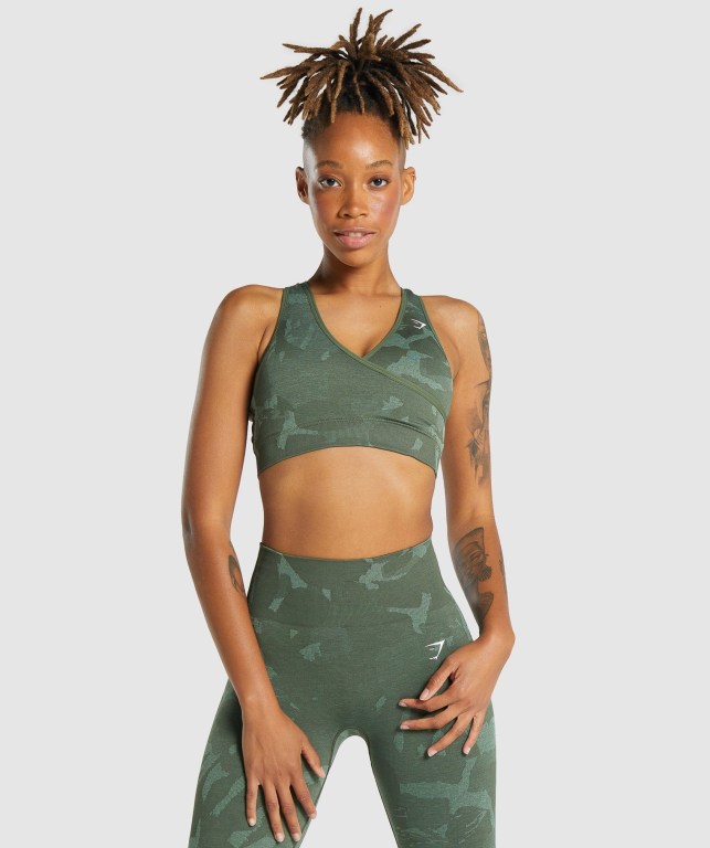 Sujetadores Deportivos Gymshark Adapt Camo Seamless Sports Bra Mujer Verdes | 68UiZ75HoVT