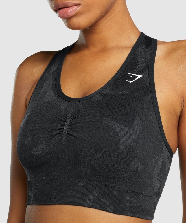 Sujetadores Deportivos Gymshark Adapt Camo Seamless Racer Back Sports Bra Mujer Negros | pkbqP5JEnya