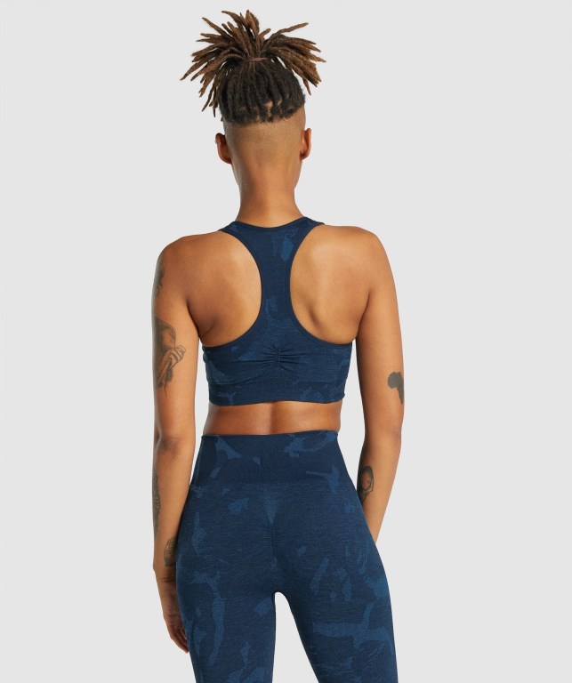 Sujetadores Deportivos Gymshark Adapt Camo Seamless Racer Back Sports Bra Mujer Azul Marino | wmkXMEcxJQb