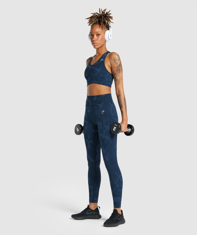 Sujetadores Deportivos Gymshark Adapt Camo Seamless Racer Back Sports Bra Mujer Azul Marino | wmkXMEcxJQb