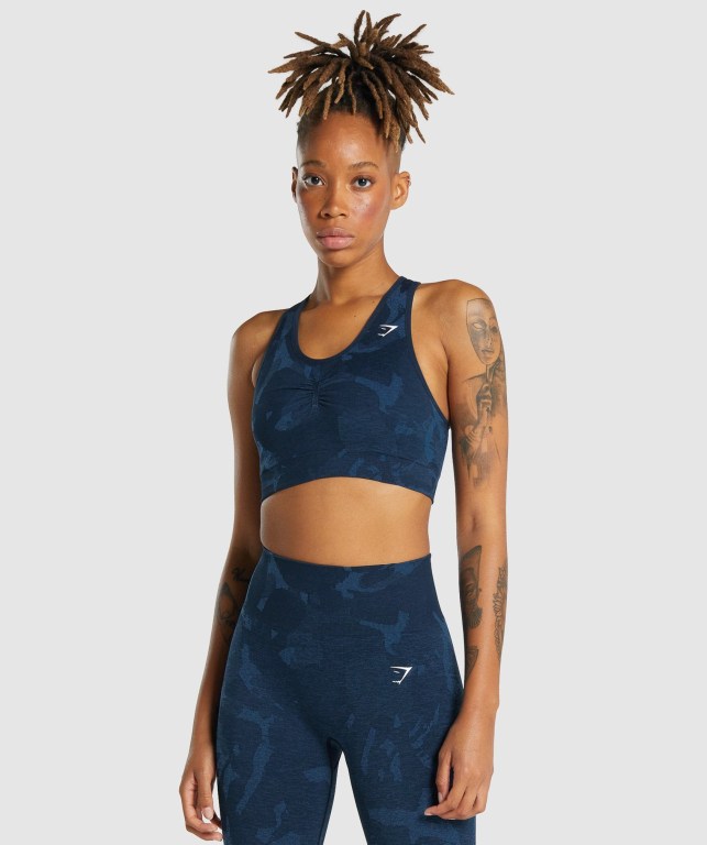 Sujetadores Deportivos Gymshark Adapt Camo Seamless Racer Back Sports Bra Mujer Azul Marino | wmkXMEcxJQb